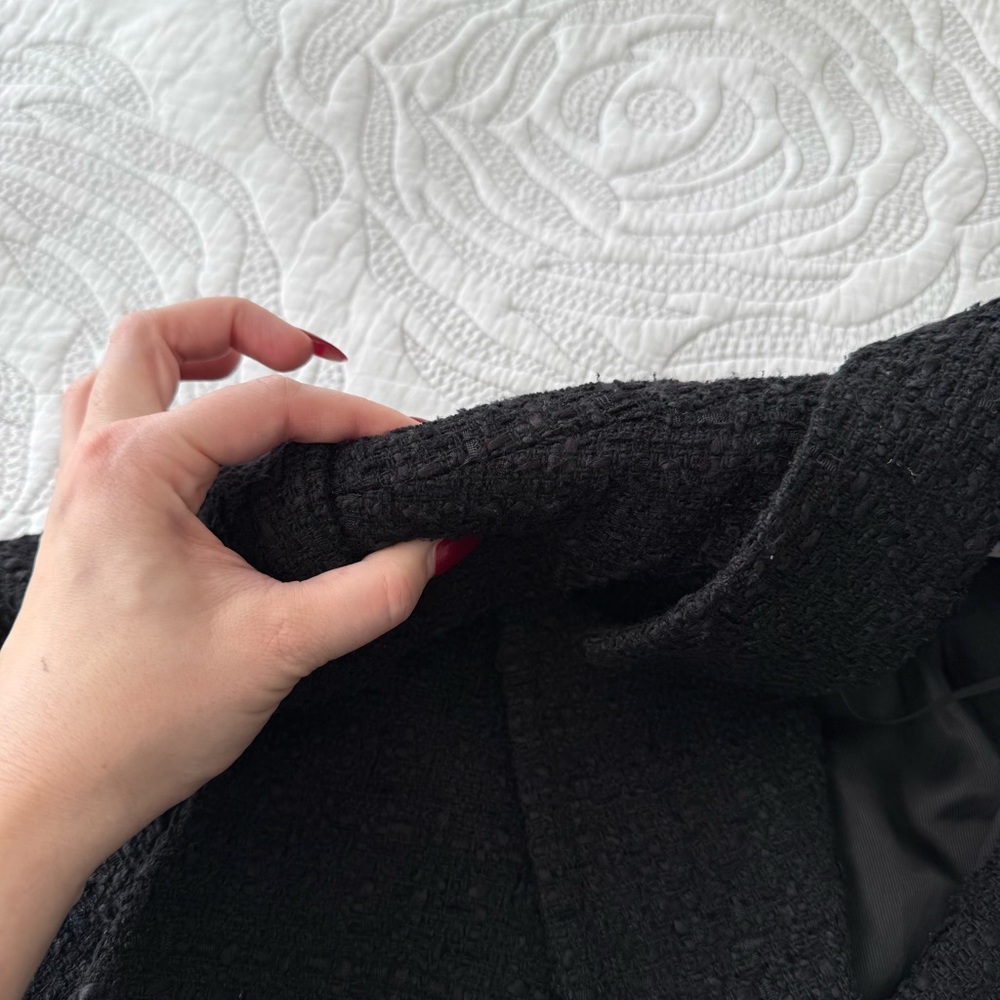 Zara - Double Breasted Textured Weave Blazer - Black - Picture 7 of 13